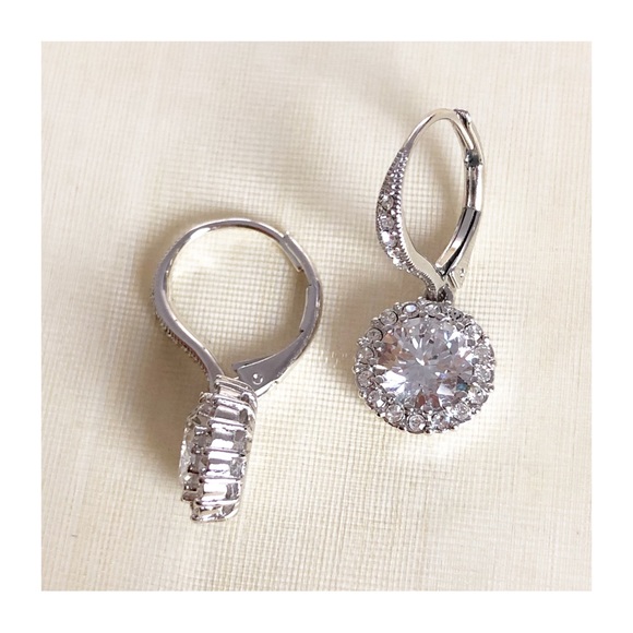 NADRI Framed Round Cubic Zirconia Drop Pierced Earrings - Picture 7 of 10